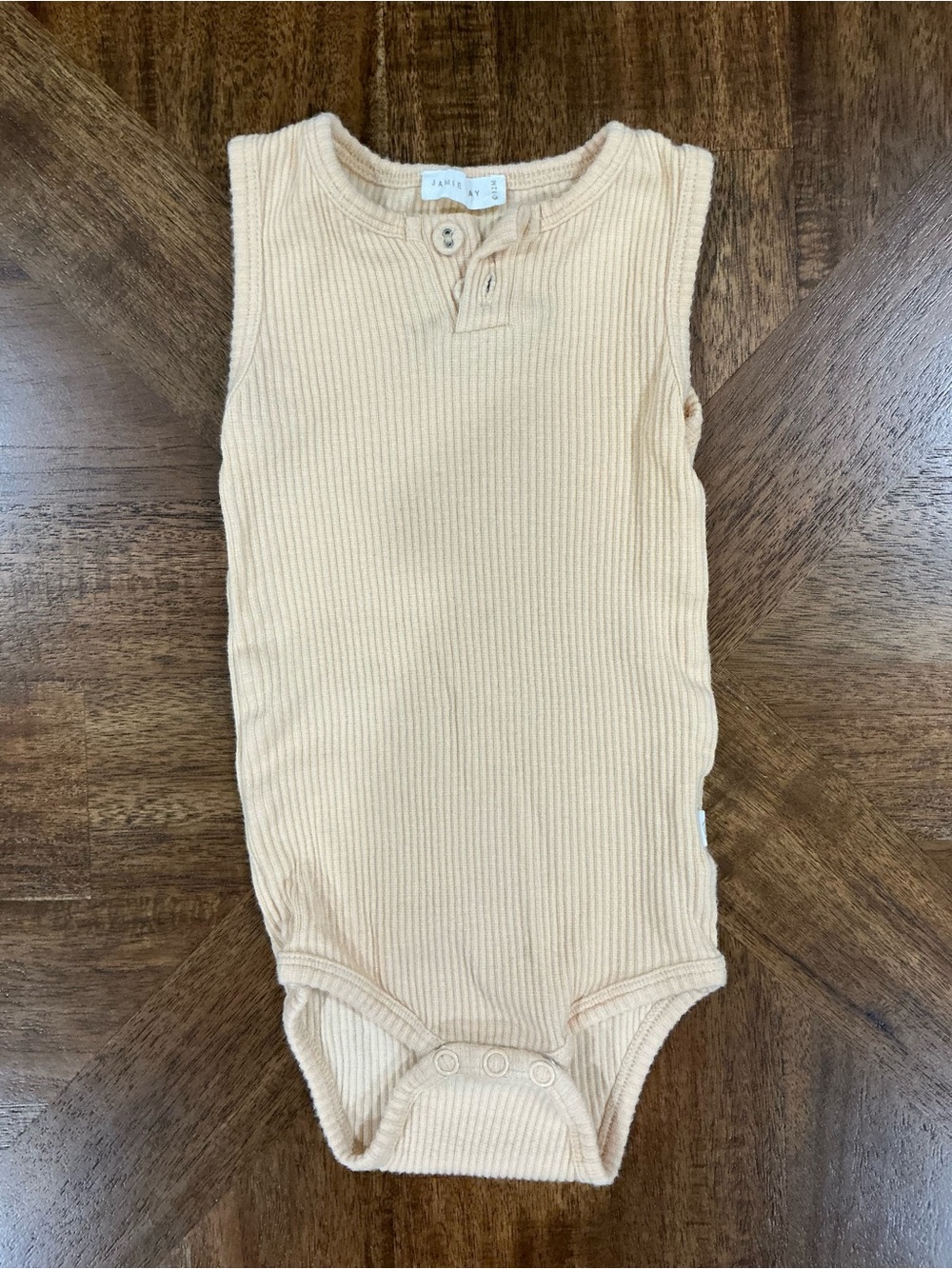 Jamie Kay 6-12 Months Cream Ribbed Sleeveless One-Piece Bodysuit